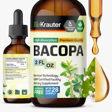 Bacopa Monnieri Drops - Brain Support Brahmi Supplement - 2 fl oz | Free Ship