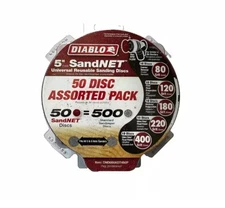 Diablo DND050ASTH50P 5 " inch SandNet Coated Assorted Disc 50 Pack 80-400 grit