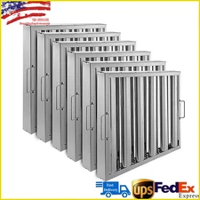 Pack of 6 Hood Filters 430 Stainless Steel 5 Grooves Commercial Hood Filters
