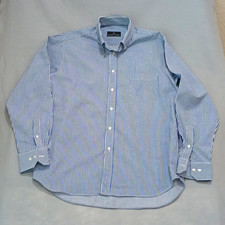 Allen O'Neil Men's Dress Shirt Blue/White Striped Button-Down Long Sleeve M