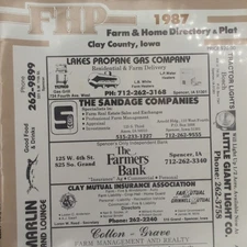 1987 Clay County, Iowa Farm & Home Directory & Plat Book IA Names Spencer Vtg 1A