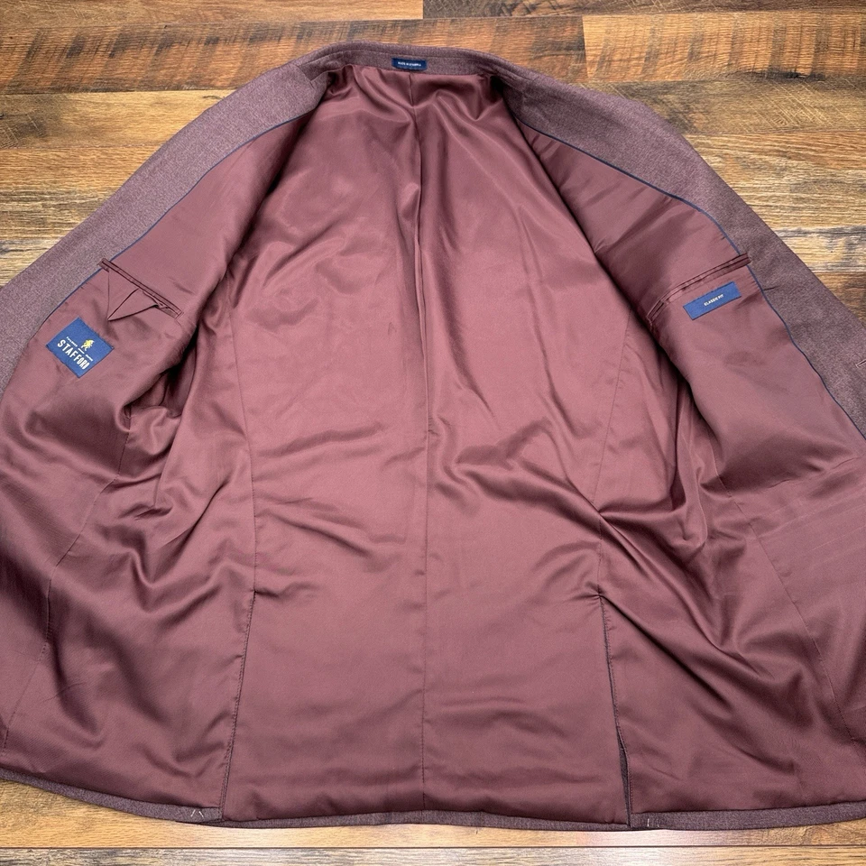 Blazer Stafford Calce Clásico 48 Largo Rojo Abrigo Deportivo Elastizado Calce Clásico Nuevo Foto 3 de 4