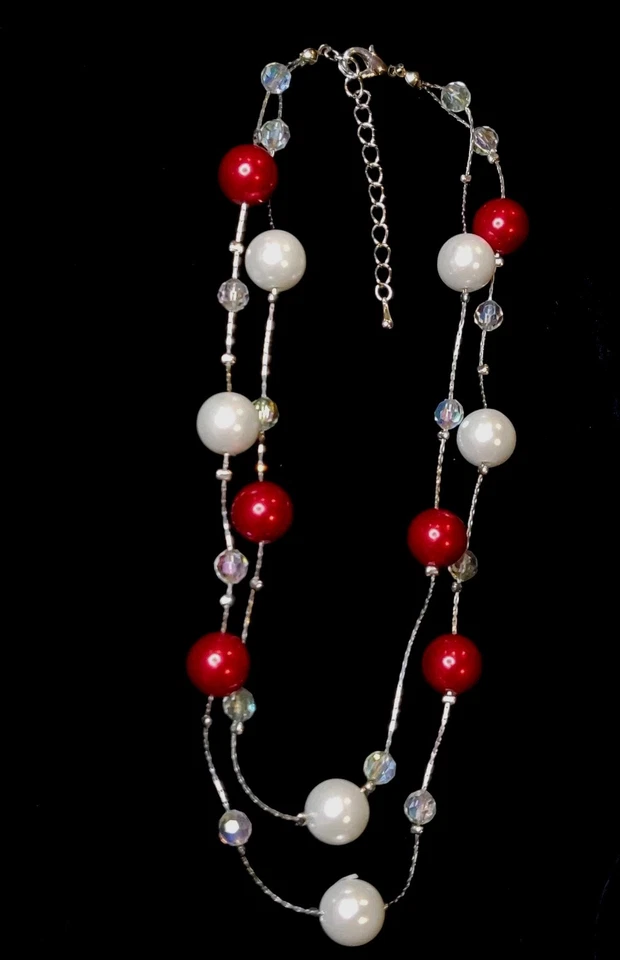 Рождественский красный, белый и радужный серебристый праздник 13» ожерелье ошейник - Изображение 4 из 4