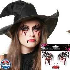 Halloween Spiderweb Face Tattoos and Stickers - Scary Glitter Temporary Tatto