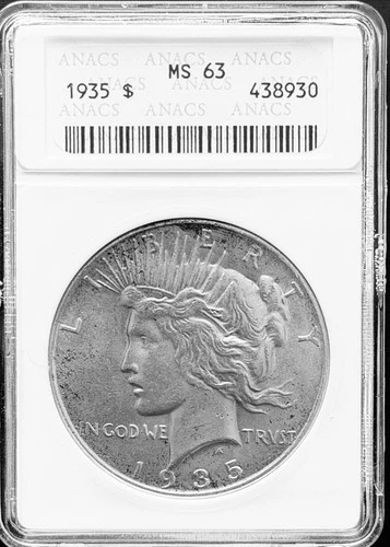 ANACS MS63 1935-P Silver Peace Dollar Plus FREE 2005-S QUARTER PROOF SET