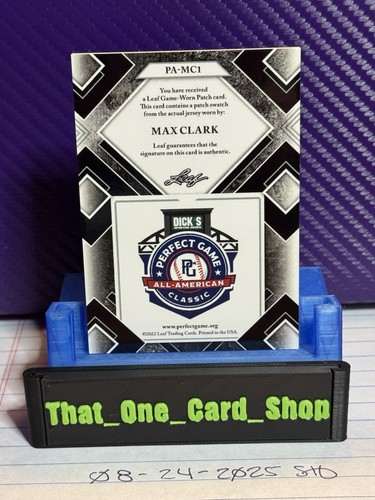 2022 LEAF PERFECT GAME - MAX CLARK - NATIONAL GAME PATCH AUTO /2 PA-MC1 🔥 📈 💎 - Picture 2 of 2