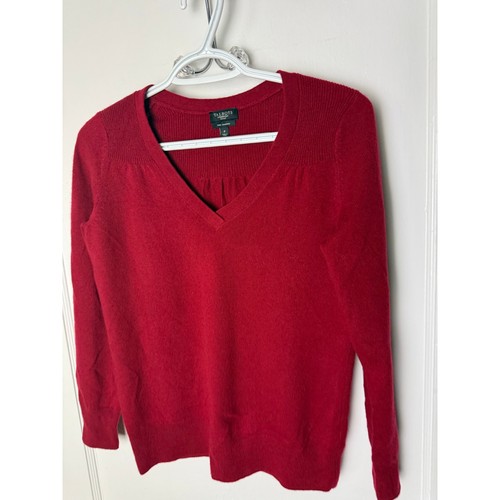 Talbots Sweater Women's Small Red V-neck Cashmere Petite Classic Relaxed - Picture 2 of 6