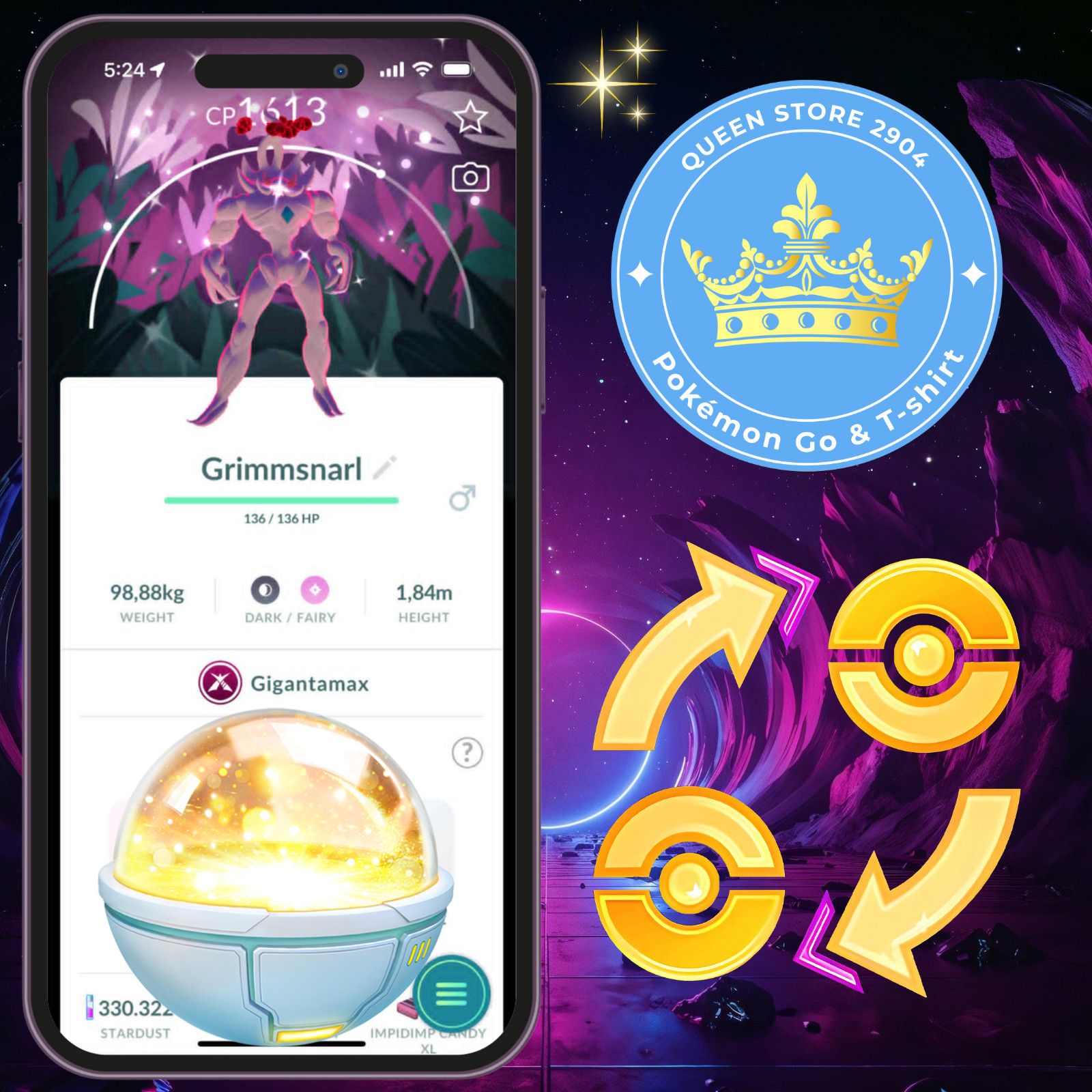 Pokémon—GO - Shiny Gigantamax Grimmsnarl—Background Go Wild Area 2025 —Digital