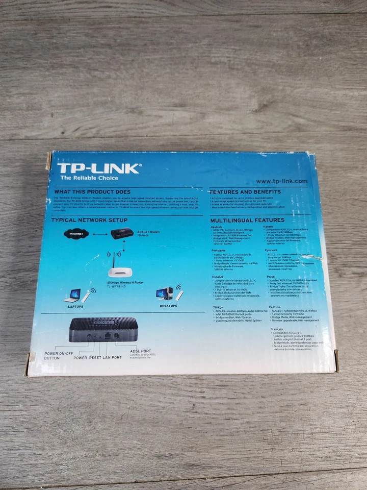TP-Link ADSL2+ Modem, Up to 24Mbps Downstream Bandwidth TD-8616 Open Box - Image 2 of 4
