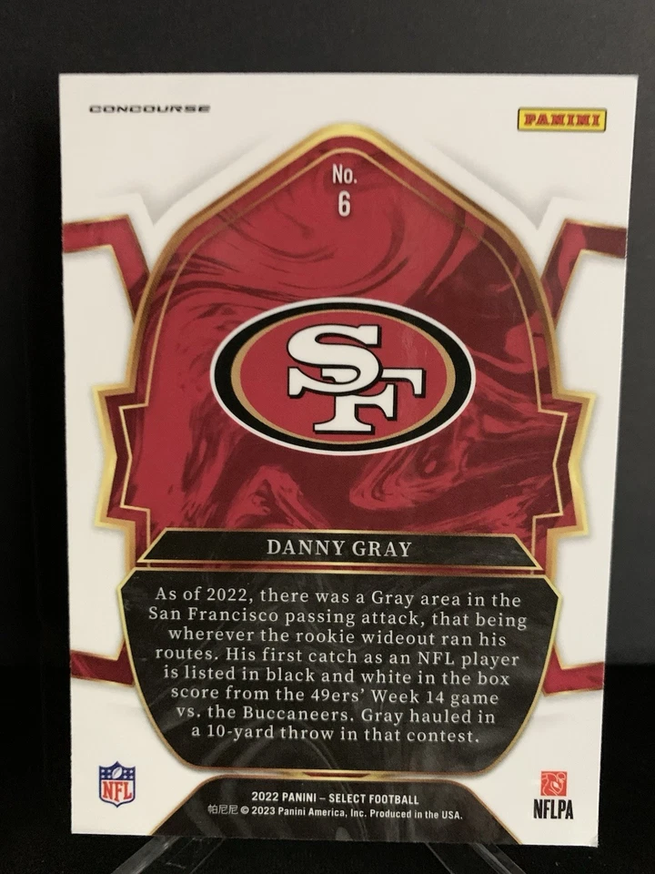2022 Panini Select FOOTBALL DANNY GRAY ROOKIE BASE 49ERS RC (B) - Image 2 of 2