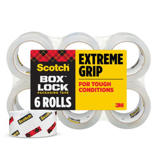 Scotch Box Lock Packing Tape, Clear, Extreme Grip Box Packaging Tape for Shippin