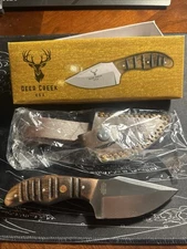 DC 003 3.75" Deer Creek Pakkawood  Short Skinner Hunting Knife with Leather Shea