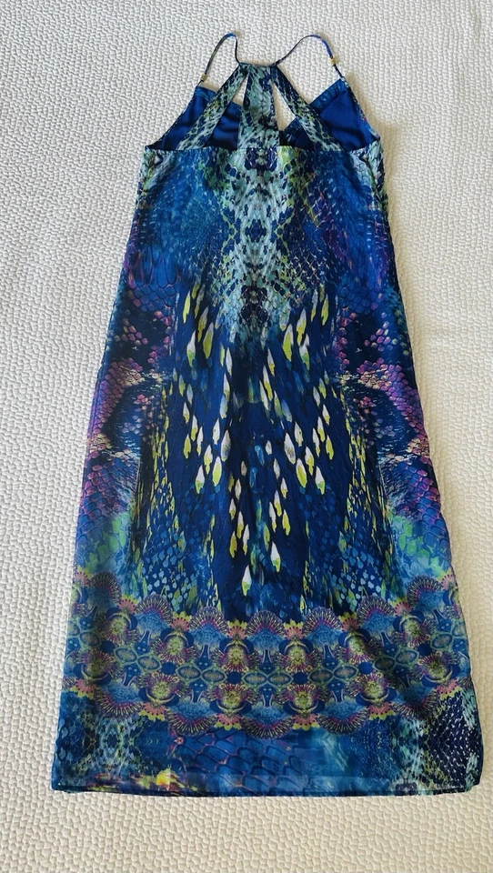 Exótico Nuevo sin etiquetas Vestido Halter Hale Bob, Diseño Único con Cuentas, Midi, Talla 14 Foto 4 de 4