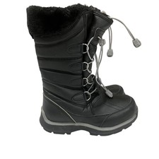 Lands End Snow Flurry Insulated Winter Boots Black Faux Fur US 1M 511735