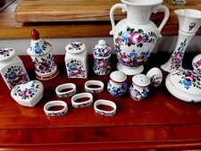 Vintage Holl&oacute;h&aacute;za Hungary Hand Painted Porcelain Floral Collection 20 Pieces