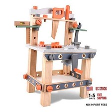 Wooden Tool Bench for Kids Toddlers, Pretend Play Workbench Set Modern style