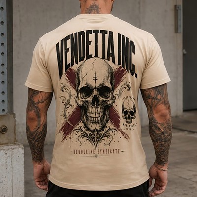 Vendetta Inc. Herren Shirt Skull Syndicate beige kurzarm M - 5XL TShirt Rundhals