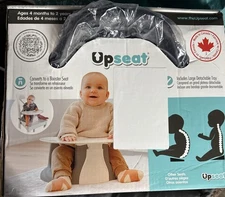 Upseat Ergonomic Baby Floor Seat Trainer Positioner with Tray Gray and White