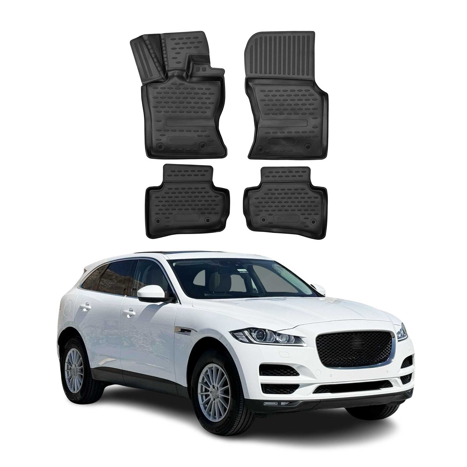 Tapis de sol Jaguar F-Pace en caoutchouc noir OMAC pour modèles 2016 à 2025