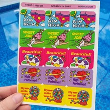 Vintage Stickers 3M BUBBLEGUM Scratch And Sniff Sticker Sheet