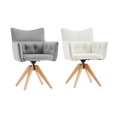 1PZ Sedia da Pranzo Girevole 360° Velluto Tessuto Gambe Girevoli in Legno Sedia Cucina