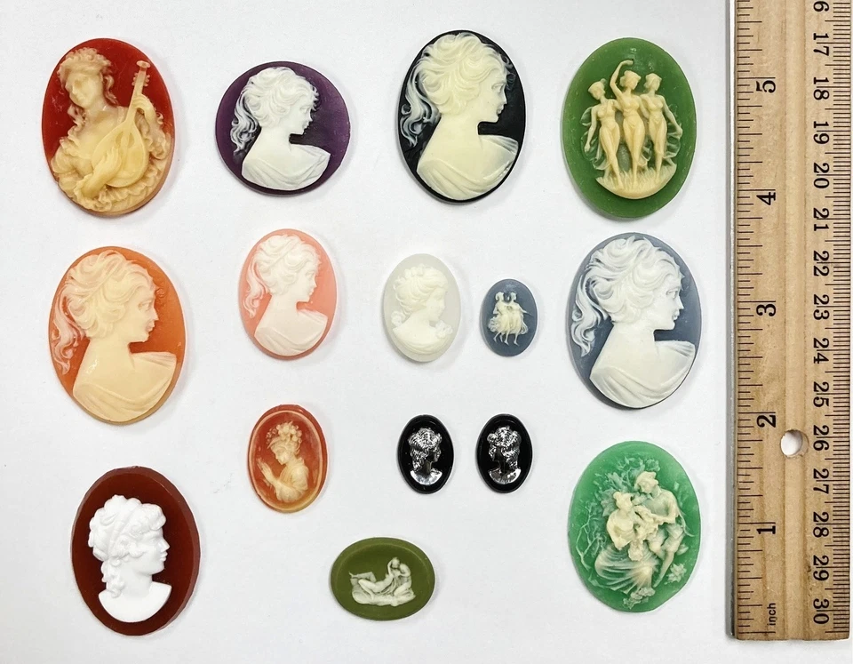 15 camafeos acrílicos de resina surtidos vintage - hágalo usted mismo fabricación y reparación de joyas artesanales C80 Foto 4 de 4