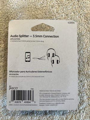 Jasco G.E. 3.5mm Audio Splitter 1 Male to 2 Female NIP 40894