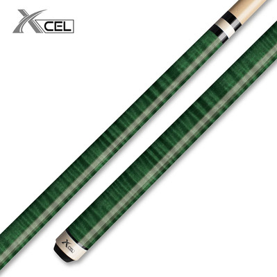 Xcel XC14 Green Curly Pool Cue - Stylish 2-Piece Graphic Cue for Billiards