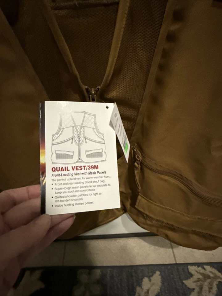 Gamehide 男式 Field 鹌鹑狩猎背心沼泽棕色男式尺寸 3X 全新带标签 — 第 4/4 张图片
