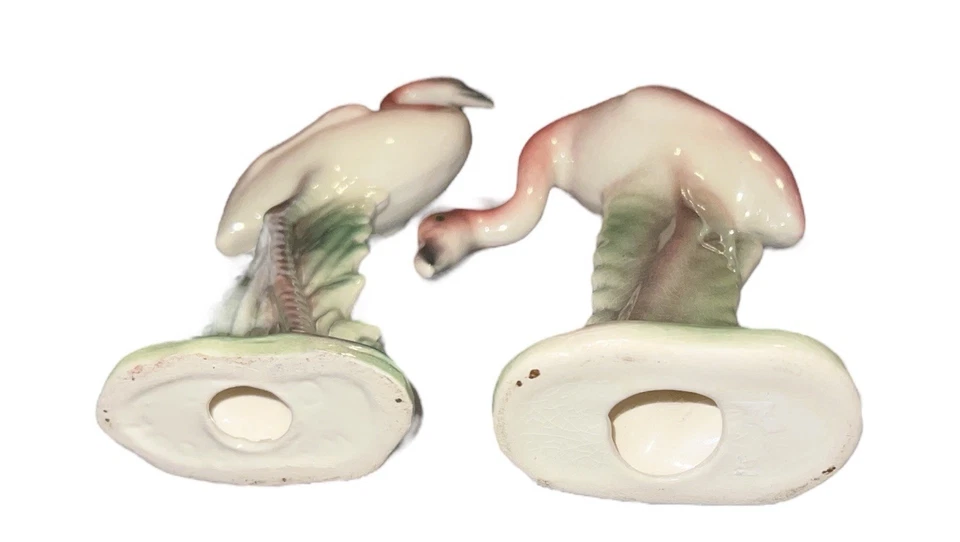 Par de estatuillas de flamenco rosa de colección MCM conjunto cerámica sin marca tropical Art Deco Foto 4 de 4