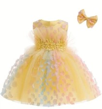 Party dress for girls with head barrette Color yellow Size 5 Y