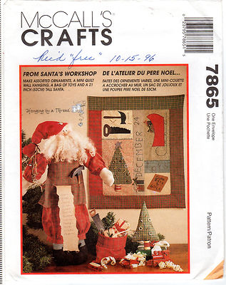 1995 UNCUT McCall's Crafts Sewing Pattern # 7865 ''From Santa's Workshop''