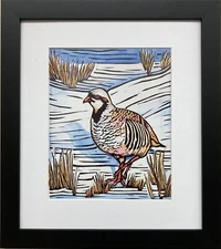 Molly Hashimoto "Chukar with Grasses and Snow" Newly Custom Framed Art Birds