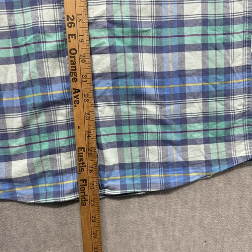 Vineyard Vines Whale Shirt Youth Boys Large 16 Blue Tartan Plaid Stretch Casual - Picture 7 of 8