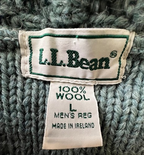 Vintage LL Bean Cable Knit Sweater Vest 100 % Wool Men’s Large Made In Ireland - Picture 5 of 5