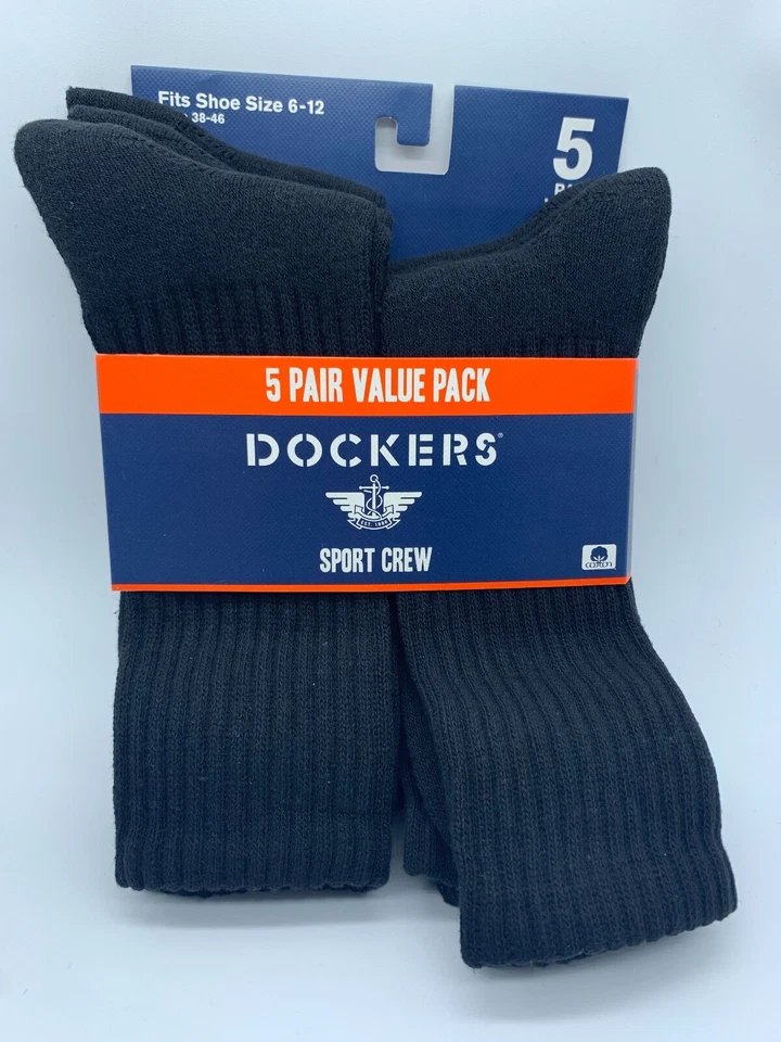 NUEVO PAQUETE DE 5 PARES DE CALCETINES DOCKERS SMART 360 FLEX PARA HOMBRE DEPORTIVOS NEGROS TALLA 6-12 Foto 2 de 3