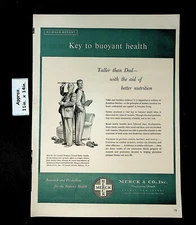 1952 Merck & Co. Inc. Key to buoyant Health father & son Print Ad 42903
