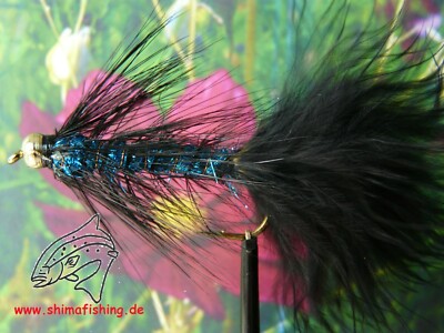 Streamer '' Wooly Bugger Lite Brite Blue Bead Head ''  3er Set