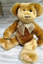 PBC Teddy Bear 14" Gold Bow Plush