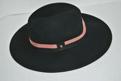 NWOT Helen Kaminski Wool Felt Fedora Hat Black/Gum Women