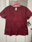 NEW Dickies Gen Flex Scrub Top Shirt WINE Junior Fit V-Neck Size Large NWT NOS