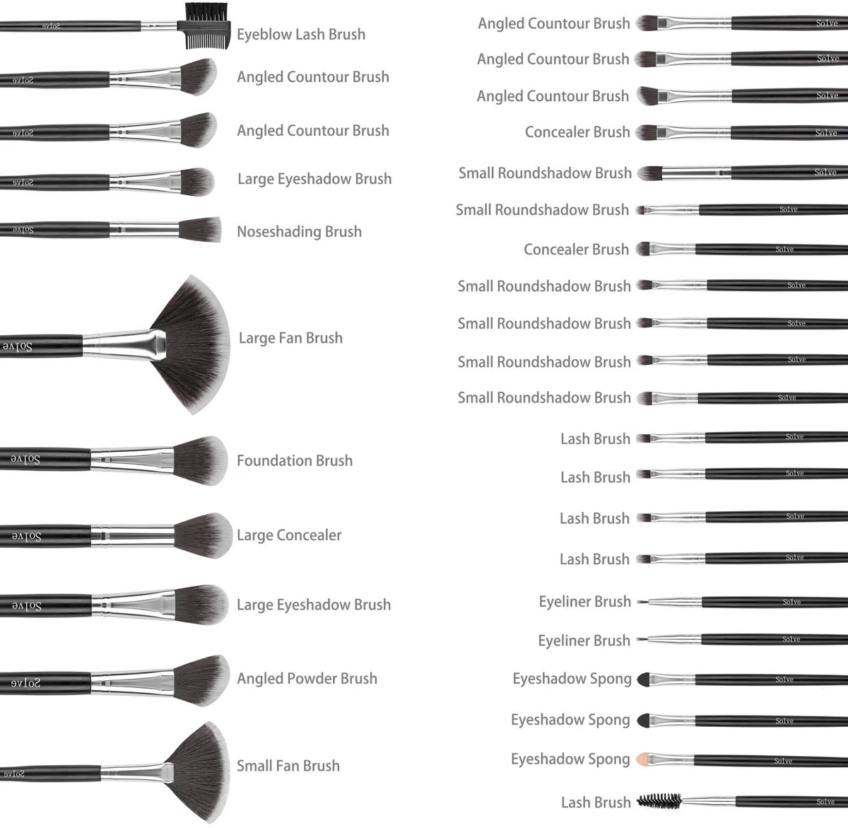 Professional Makeup Brush Set 32 Piece Brushes Wooden Handle