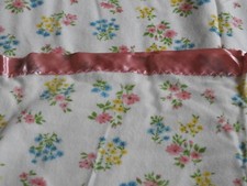 Vintage Blanket Floral Pink Satin Trim 86" x 73" Unused SEE FULL DESCRIPTION