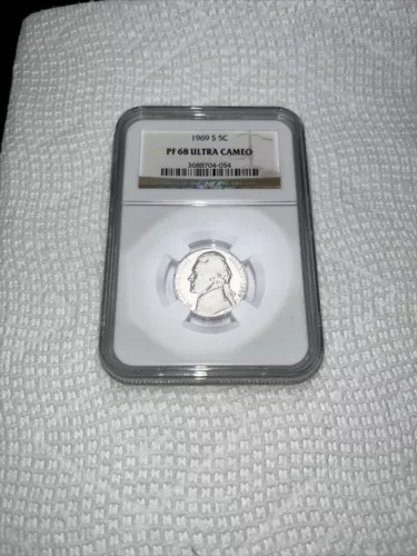 1969 S Jefferson Nickel PF68 Ultra Cameo NGC Certified