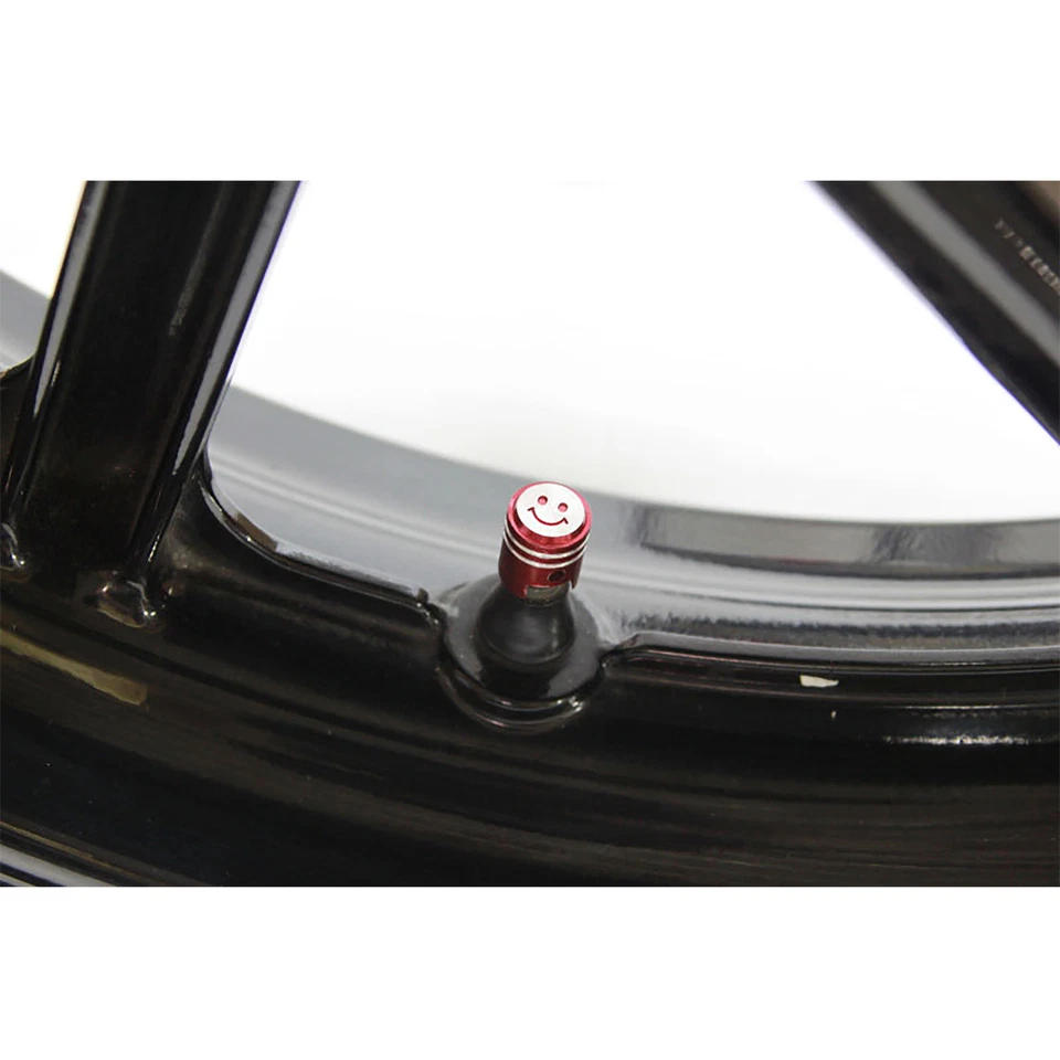 Neumático de cubierta roja Piston Smiley CNC GSXR 600 750 Ninja R1 R6 2x tapa de válvula superior Foto 3 de 3