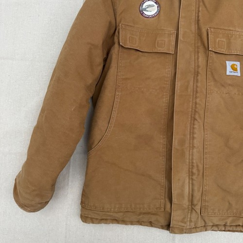 Carhartt Brown Lined Canvas Jacket Corduroy Collar Red Bluff Patch M C003 BRN - Picture 5 of 24