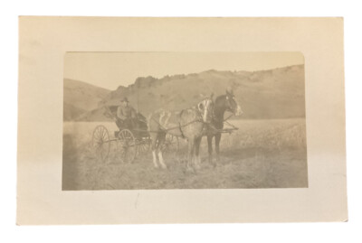RPPC Man Horse Team Horses Carriage Grass Valley OR address c1910 postcard IP2