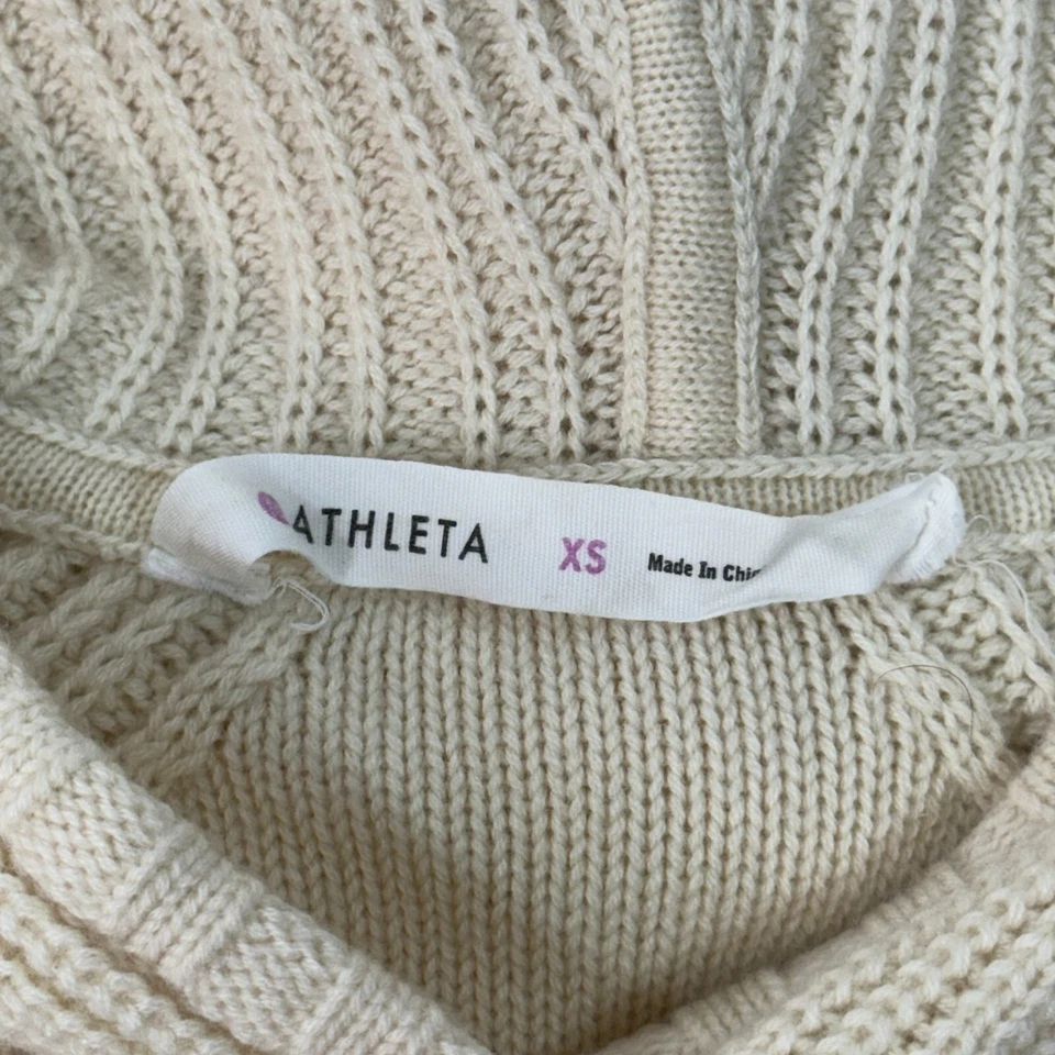 Athleta Cold Spell Hooded Sweater Merino Wool Cream 152708 Womens XS Foto 4 de 4