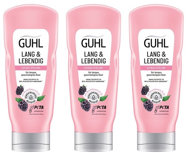 ✅ Guhl Lang Und Lebendig Aufbau SpüLung Conditioner Brombeere Und ÖL 3X 200Ml ✅-image