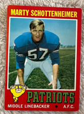 1971 Topps Football Marty Schottenheimer RC Patriots Vintage Rookie NFL Card. rookie card picture